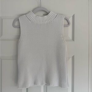 MaxMara White Ribbed Sleeveless Knit Vest